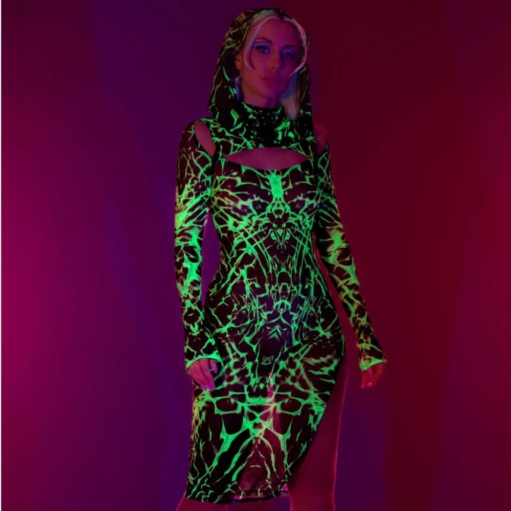 Distant Solace Mesh Hooded Dress